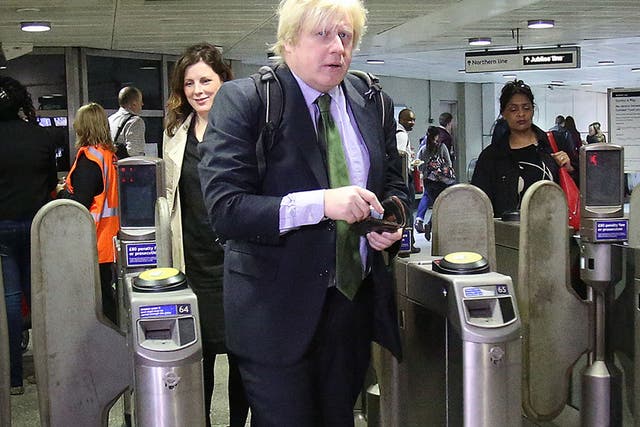 Boris Johnson arrives at London Bridge Underground station on the first day of the last round of strikes 