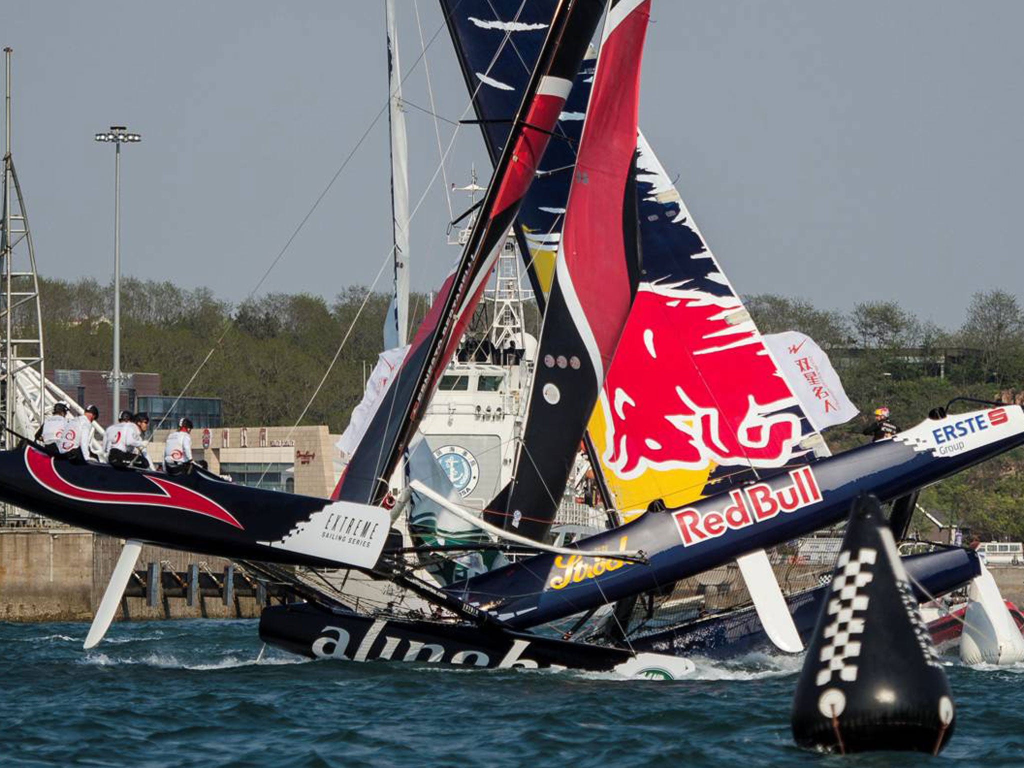 The Red Bull had regatta winner Alinghi on its horns on the final day of the Extreme Sailing Series in Qingdao, China