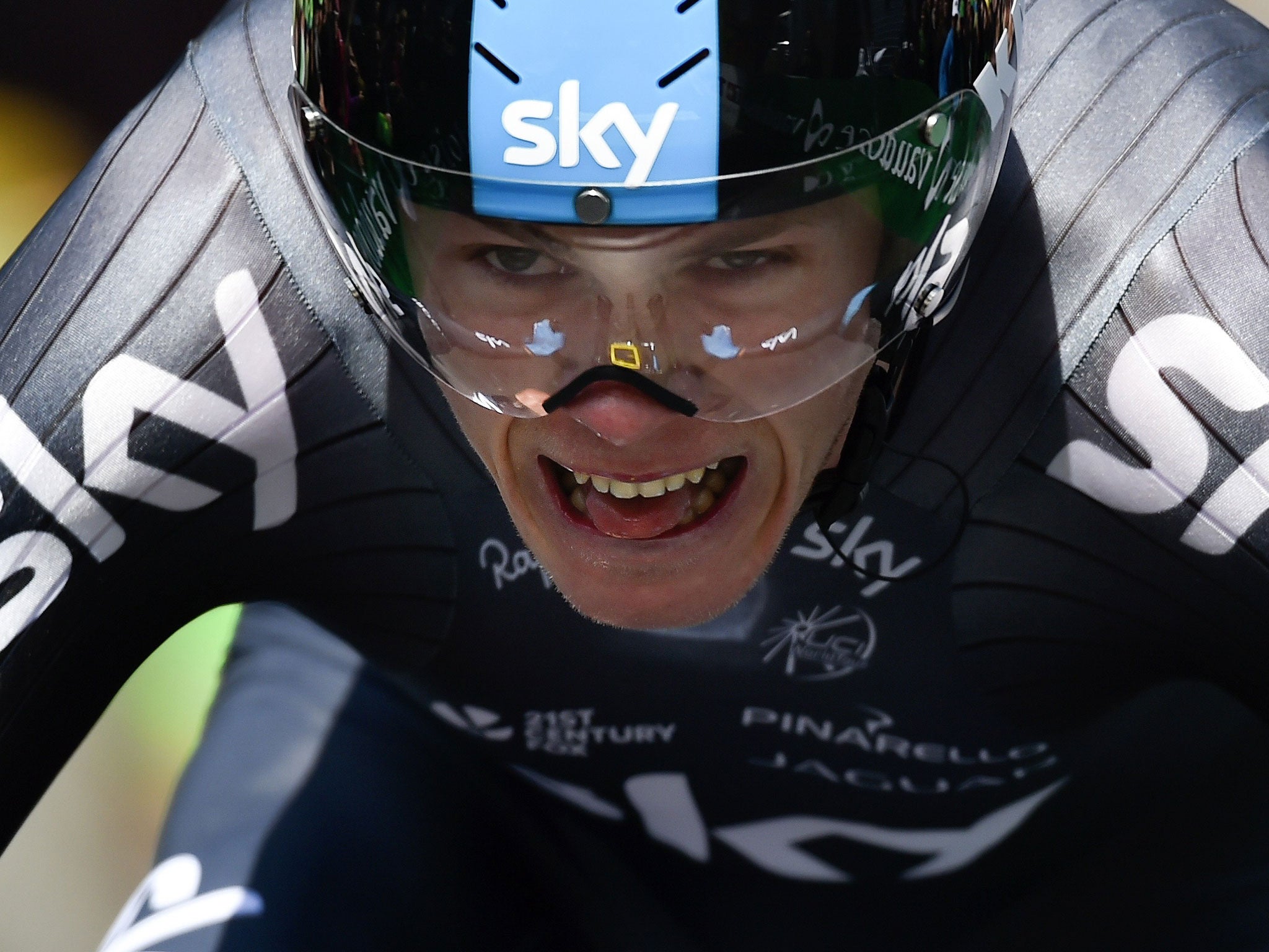 Chris Froome competes in the final stage of the Tour of Romandie on Sunday