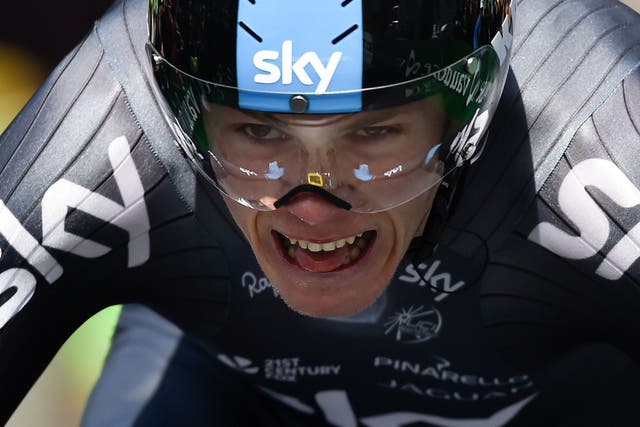 Chris Froome competes in the final stage of the Tour of Romandie on Sunday