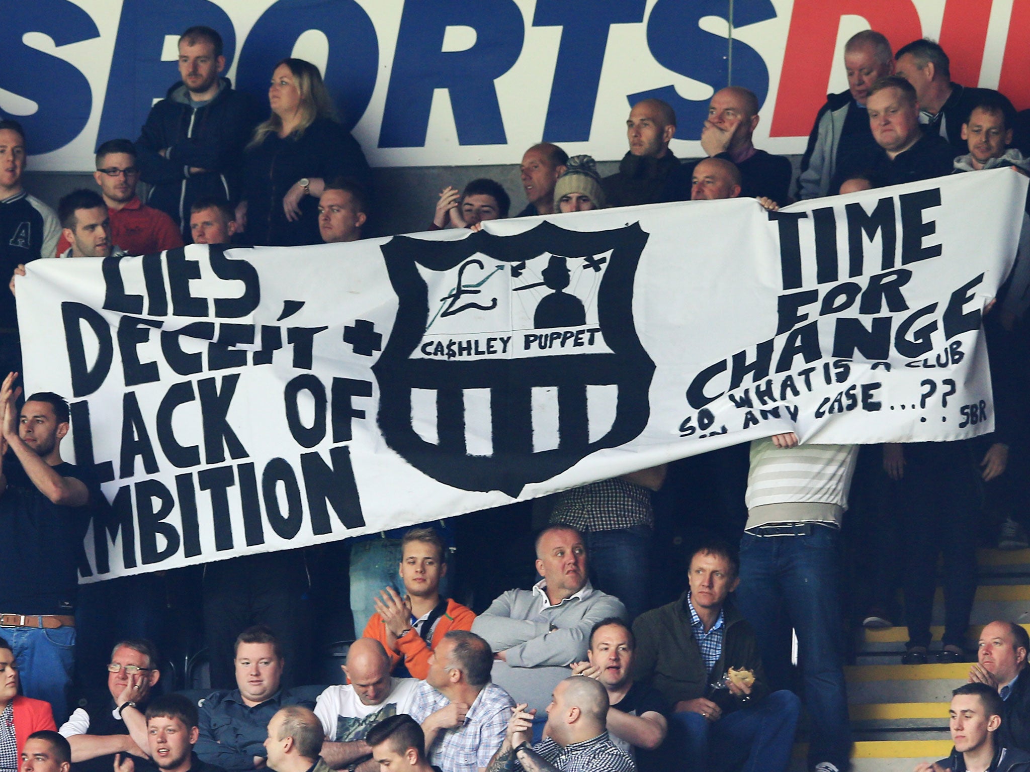 Newcastle fans make their feelings known