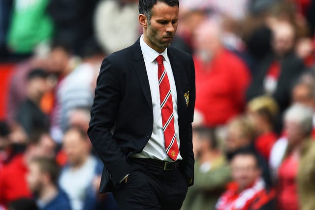 Ryan Giggs on the touhcline at Old Trafford