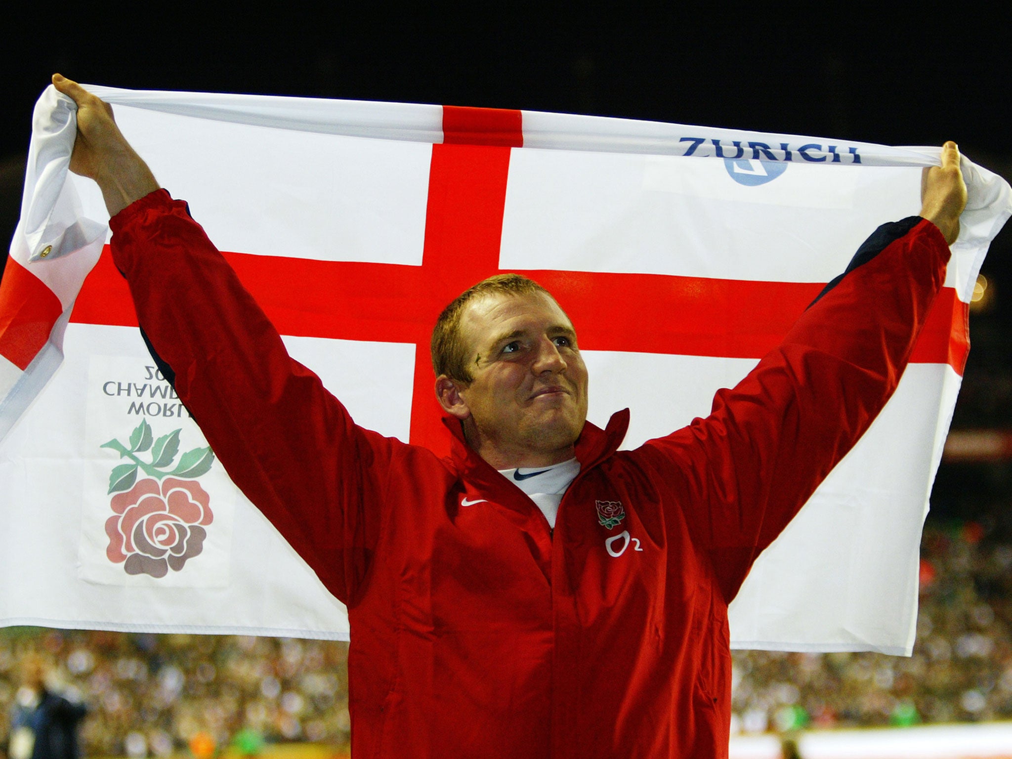 Mike Tindall celebrates following England’s 2003 Rugby World Cup victory over Australia