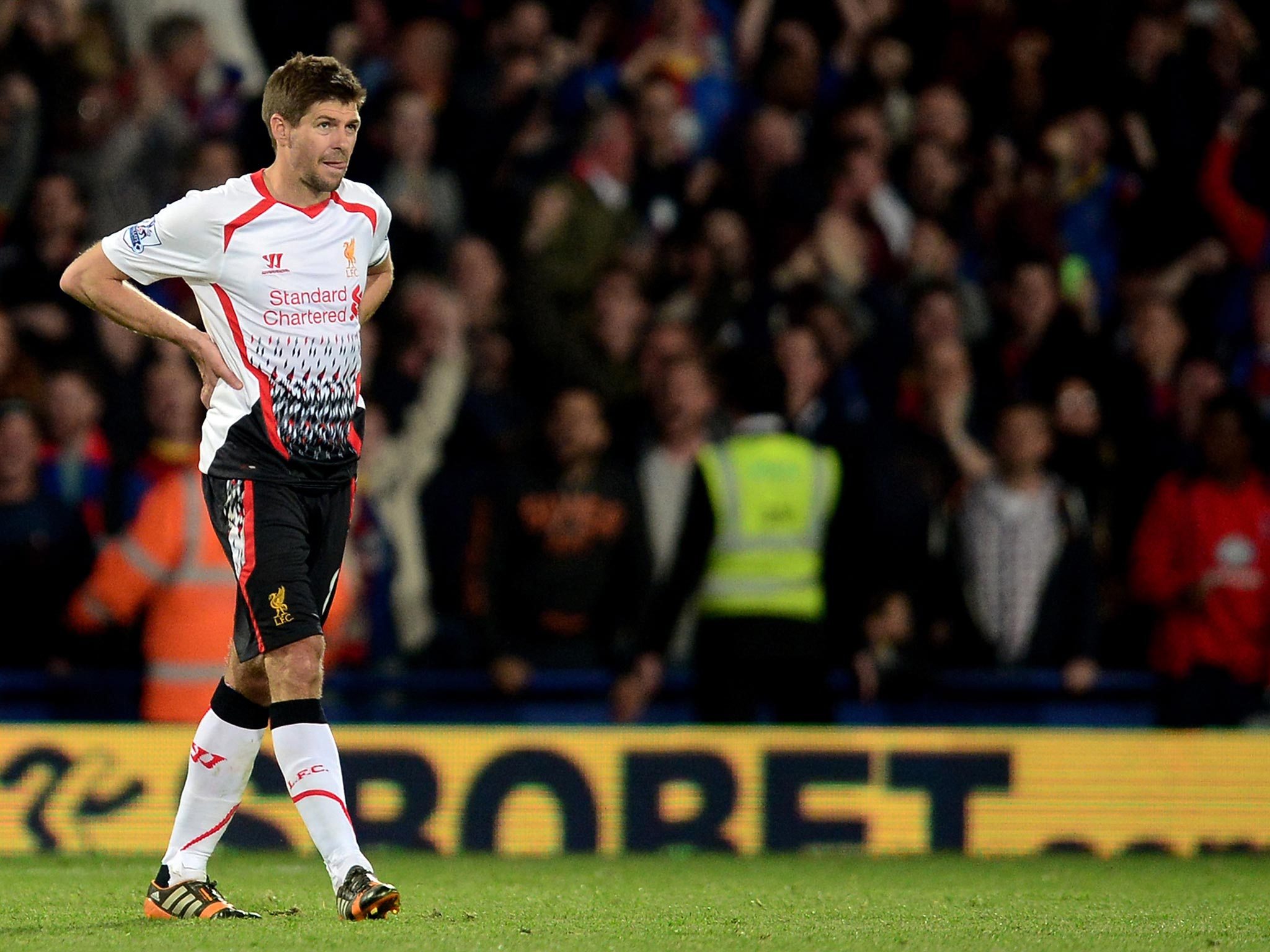 Steven Gerrard looks on after the 3-3 draw with Crystal Palace