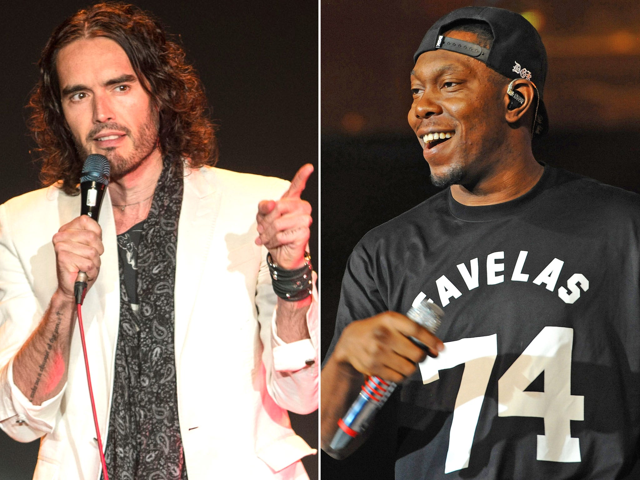 Comedian Russell Brand; rapper Dizzee Rascal