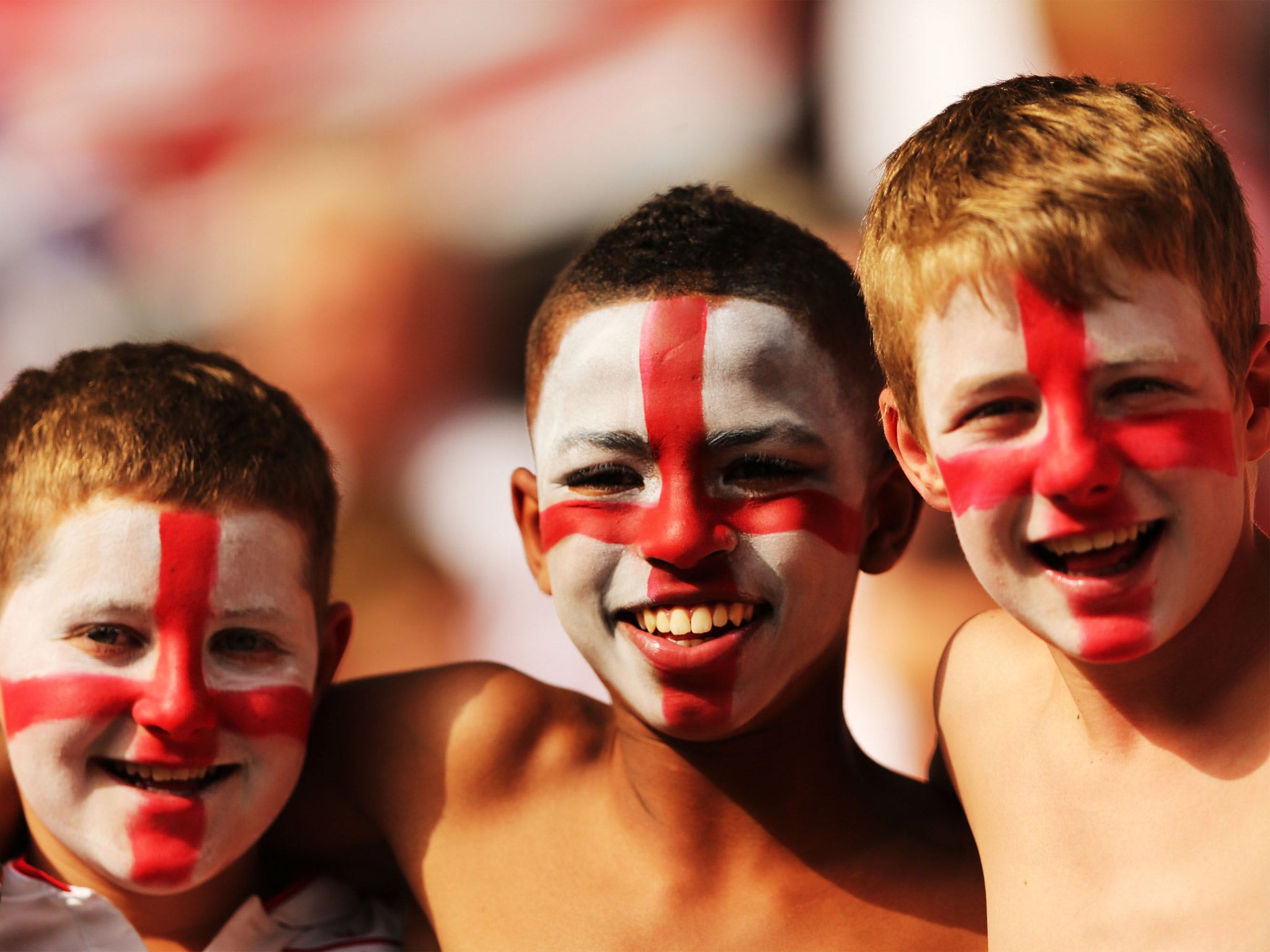 Team work: young England football supporters