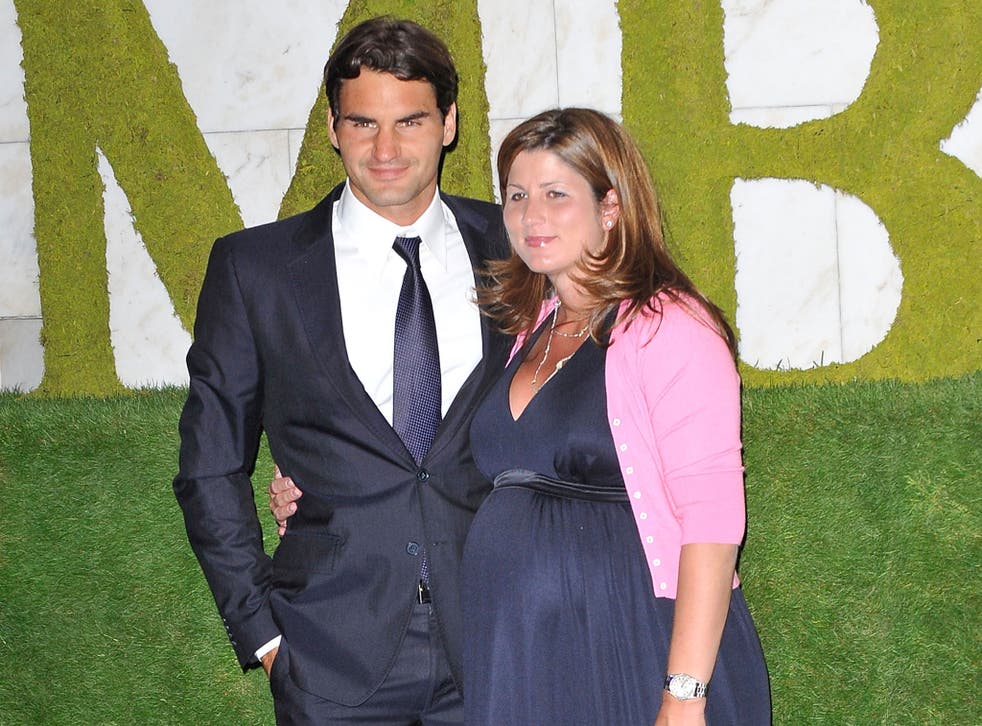 The Federers pictured during Mirka's first pregnancy