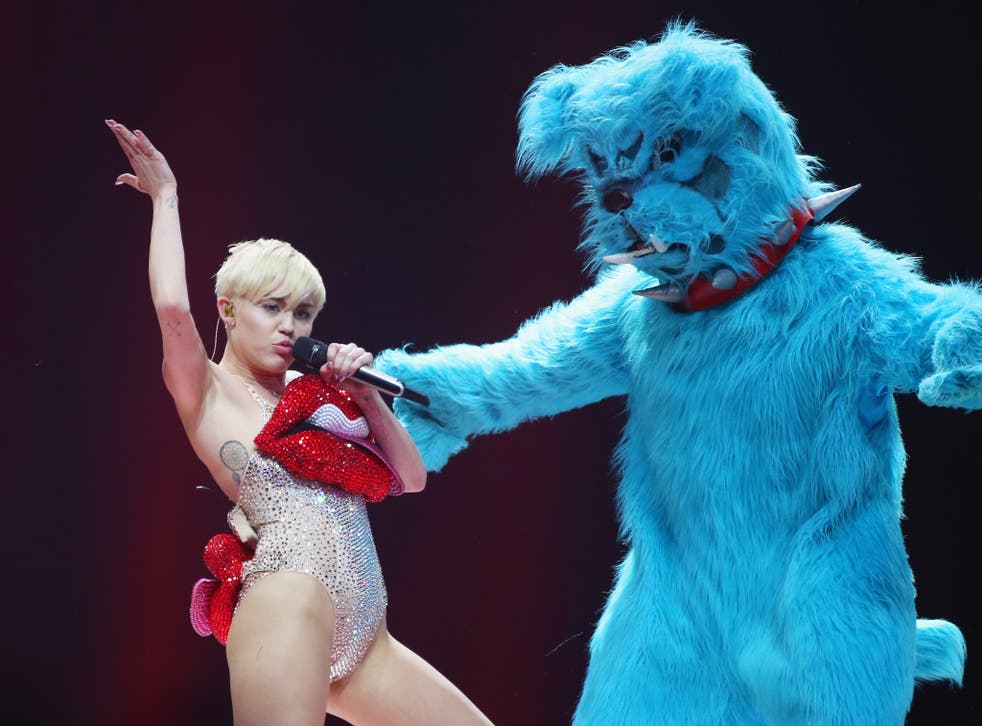 Miley Cyrus performs on her world Bangerz tour
