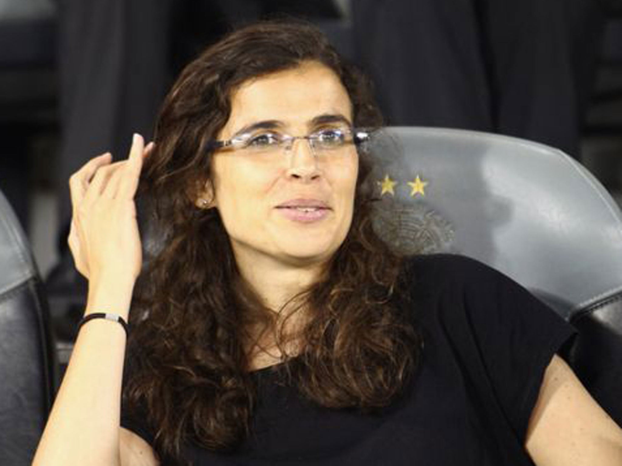 Helena Costa pictured in the dugout while she was taking charge of the Iran women's team last year