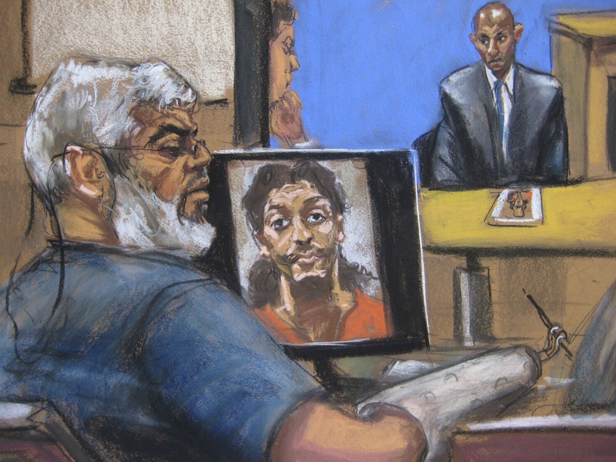 Abu Hamza during his trial in New York