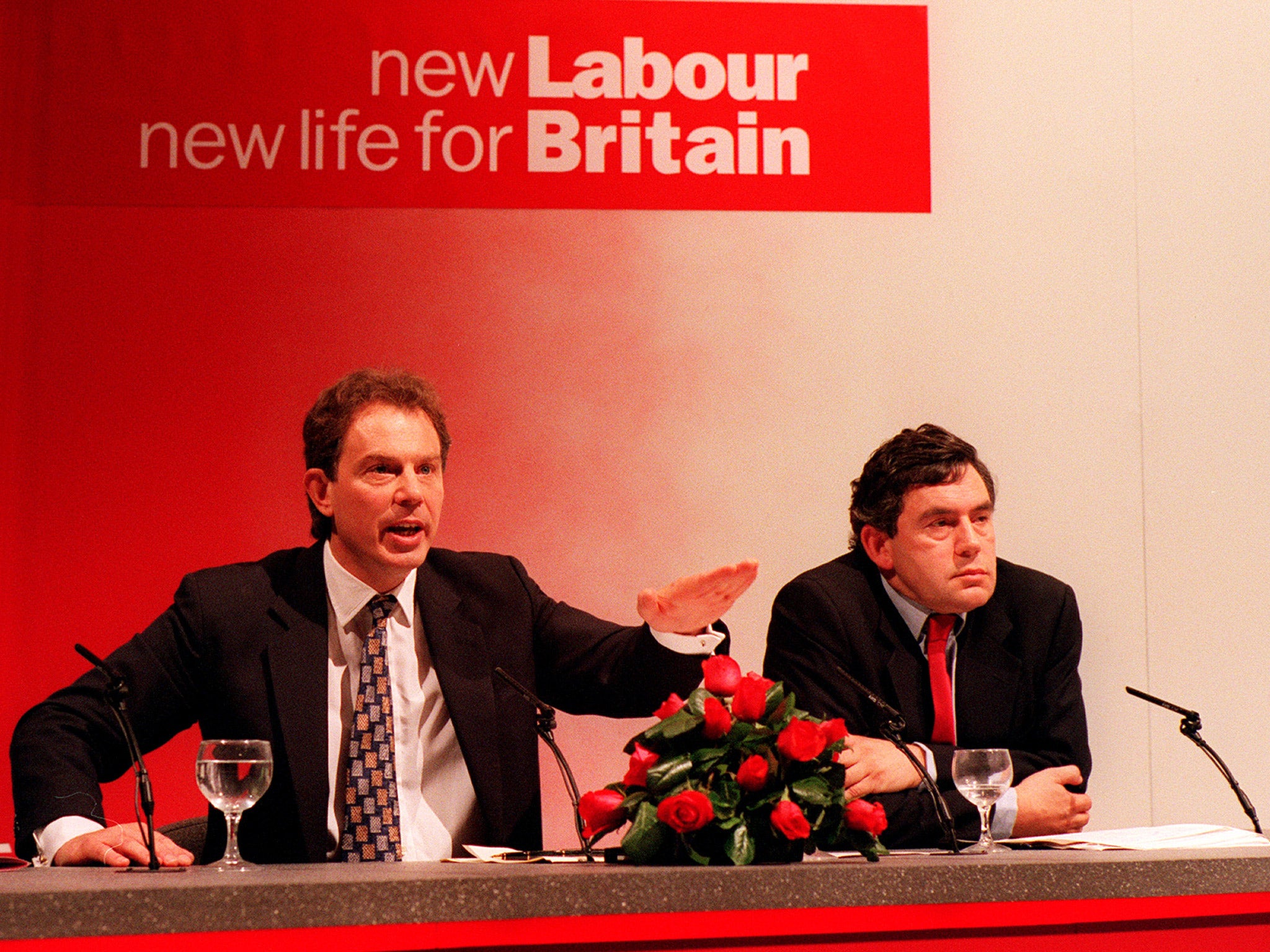 Tony Blair and Gordon at New Labour’s party conference in 1996