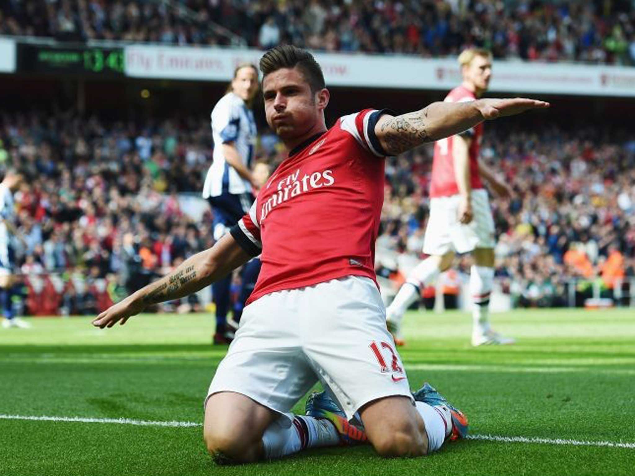 Olivier Giroud after scoring against West Bromwich Albion earlier this month