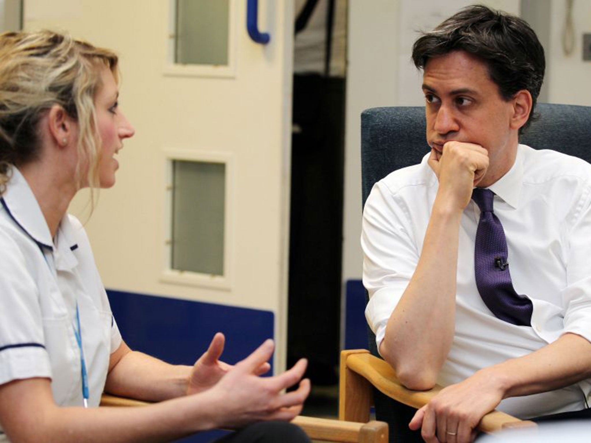 Ed Miliband paid a visit to Leighton Hospital in Crewe to speak with the staff about the NHS