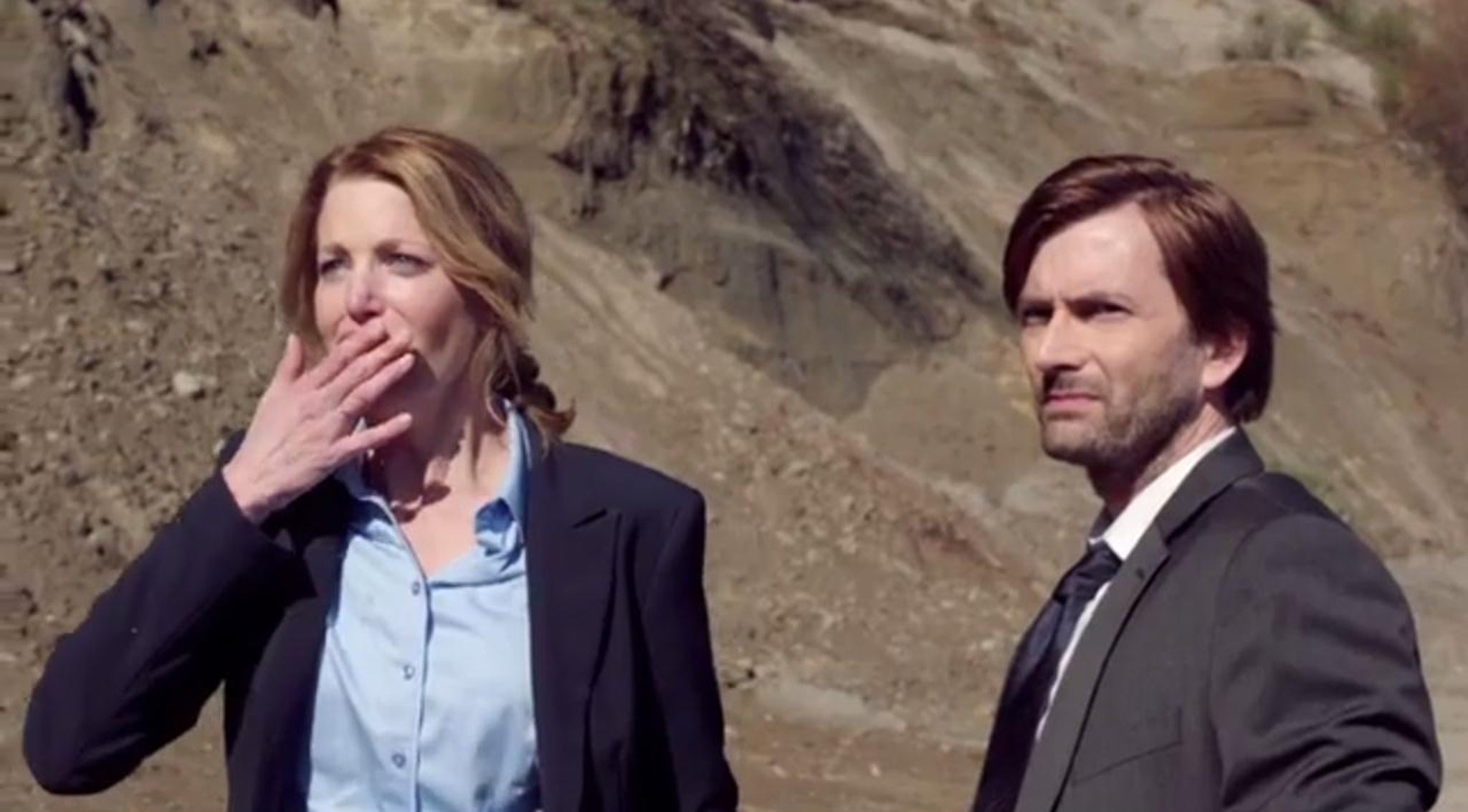 Anna Gunn and David Tennant star in 'Gracepoint', the US version of Broadchurch