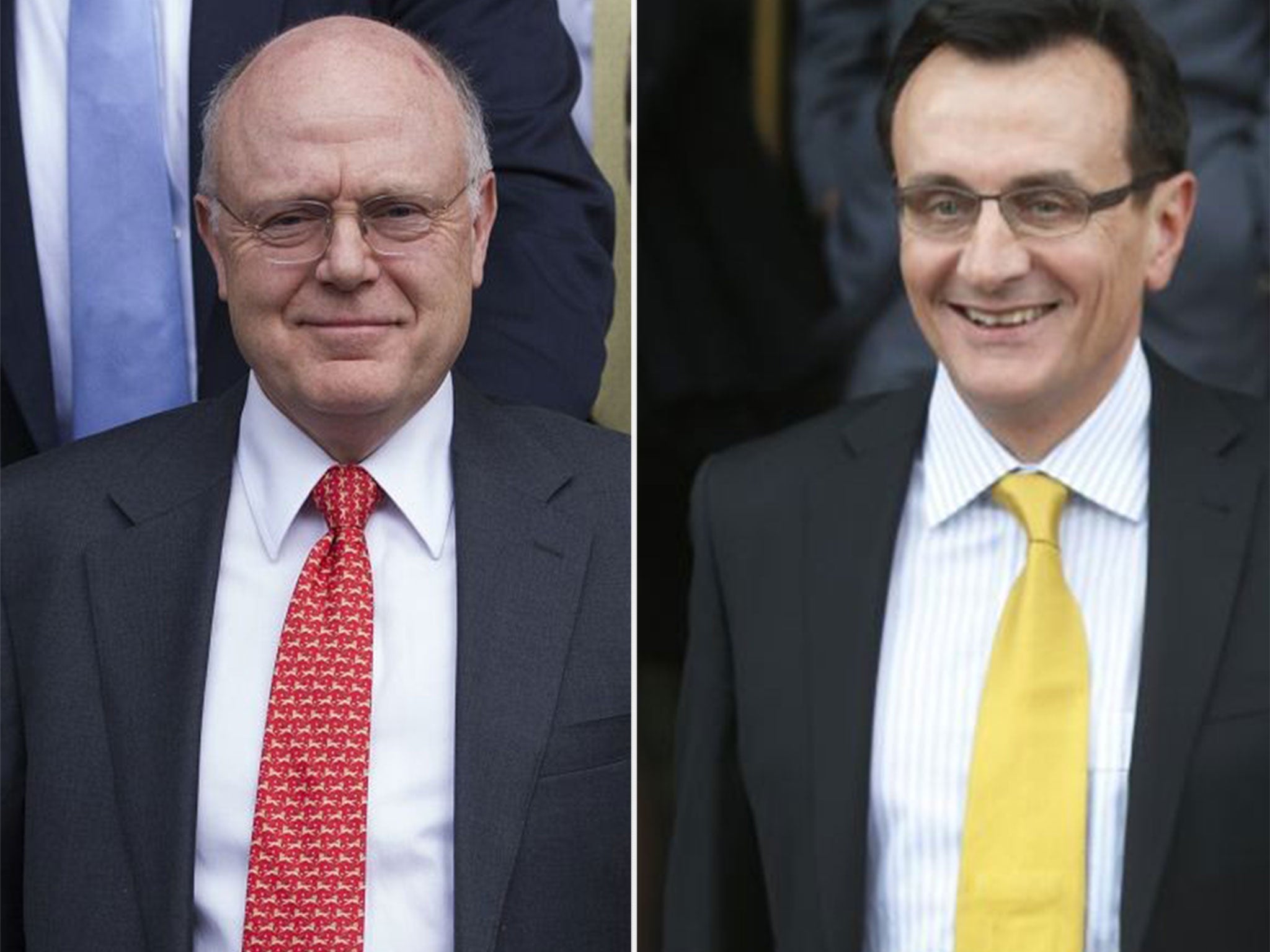 Ian Read, chairman and chief executive of US drugs giant Pfizer, left, and, Pascal Soriot, chief executive of AstraZeneca