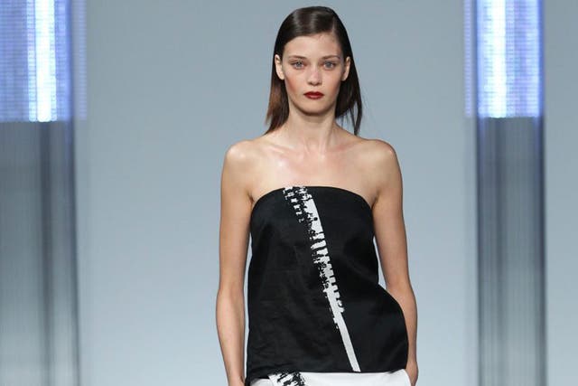 Skorting the issue: model wears Helmut Lang spring/summer 2014
