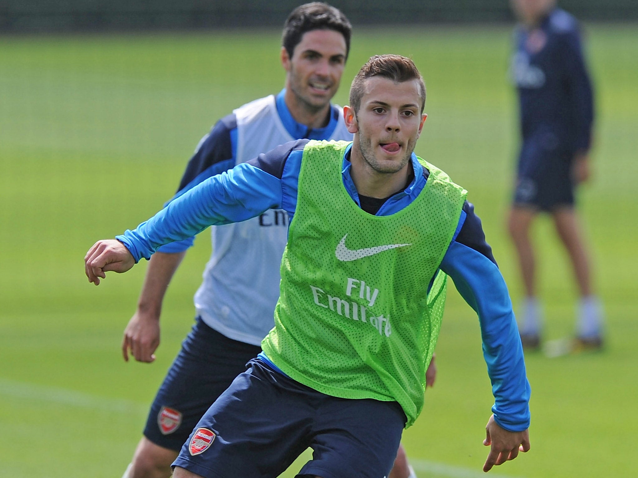 Jack Wilshere trains with his Arsenal teammates ahead of Saturday's FA Cup final
