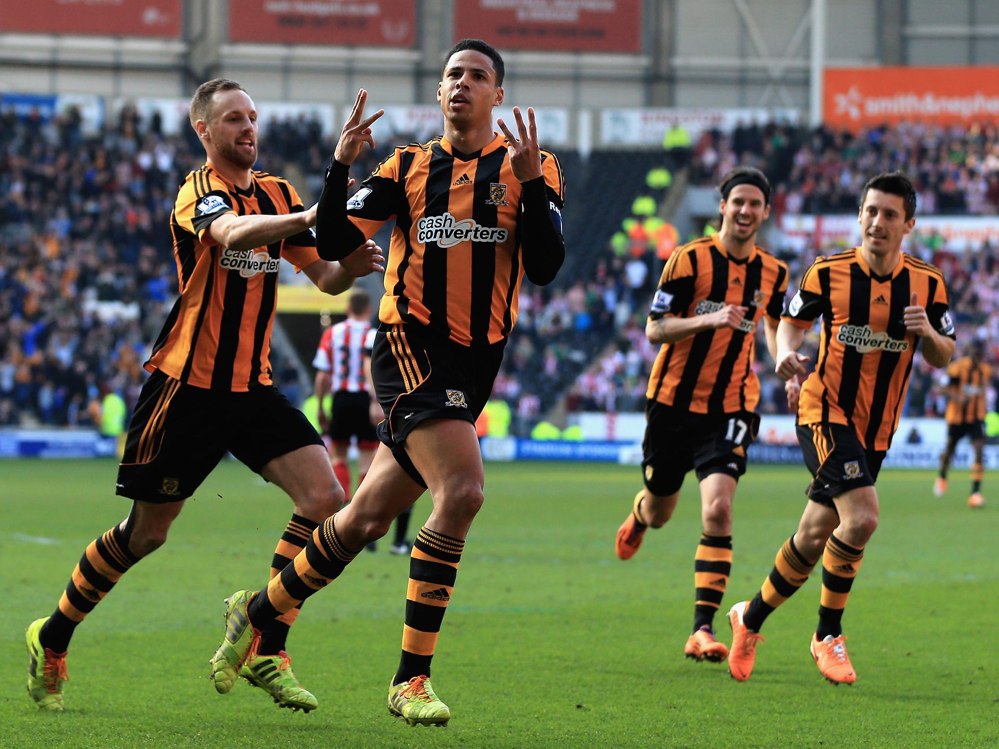 Curtis Davies after scoring against Sunderland in the FA Cup quarter-finals