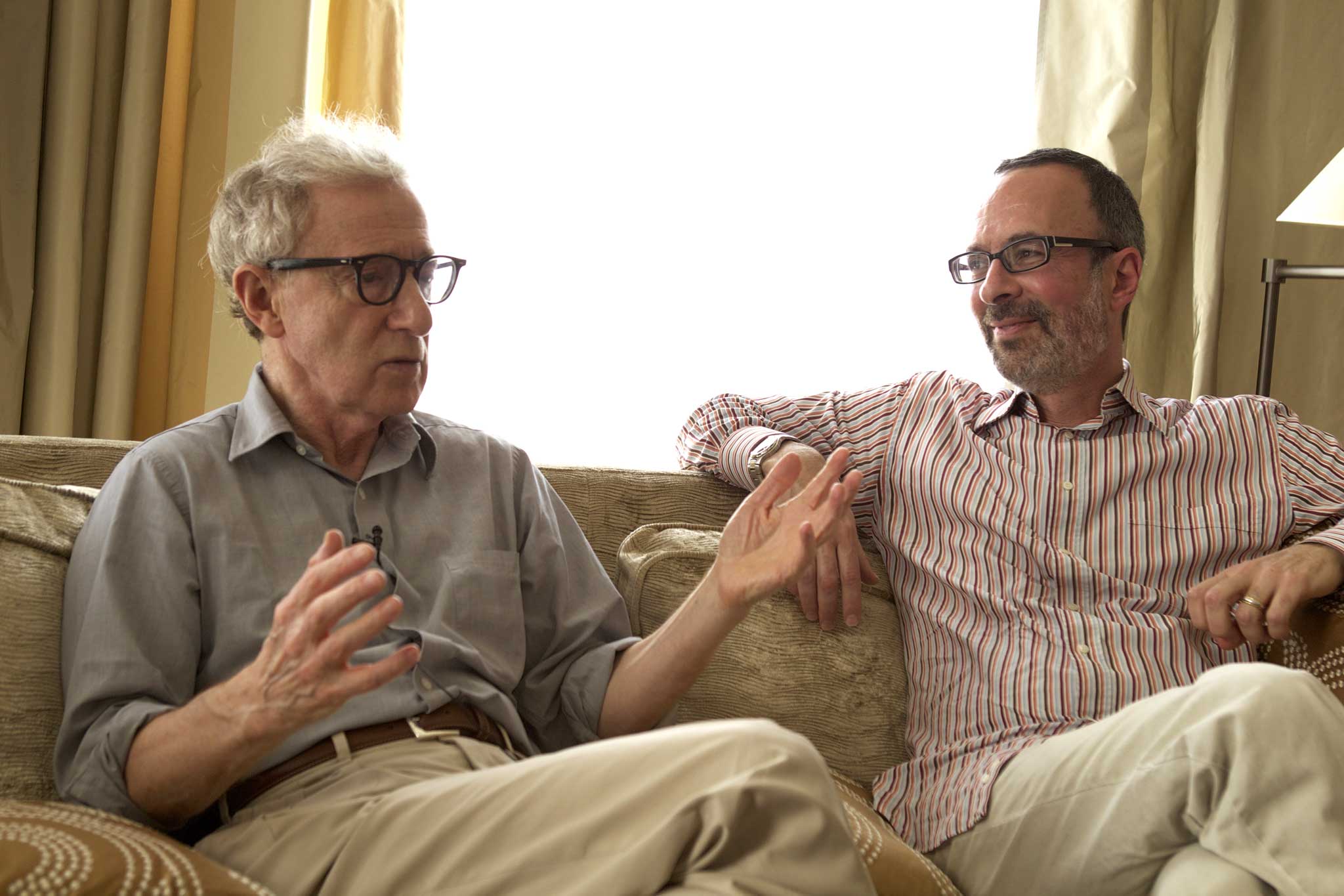 Entering the fray: Weide (right) with Woody Allen, whom he defended in a long, sceptical article on The Daily Beast