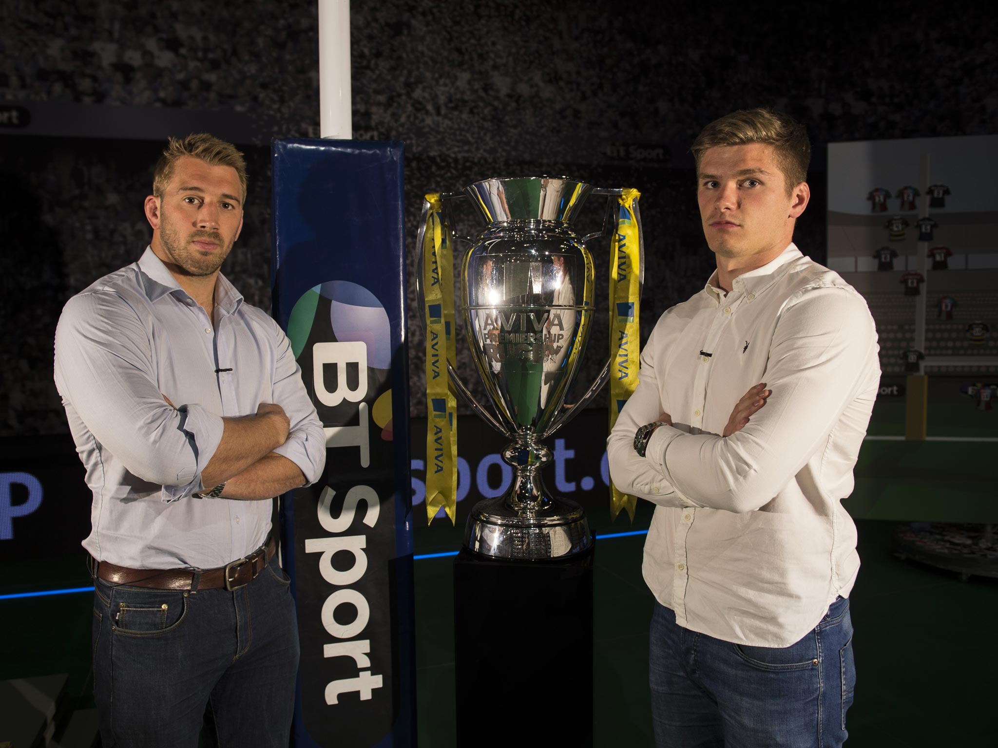 Owen Farrell (right) pits his wits against his England
captain Chris Robshaw today