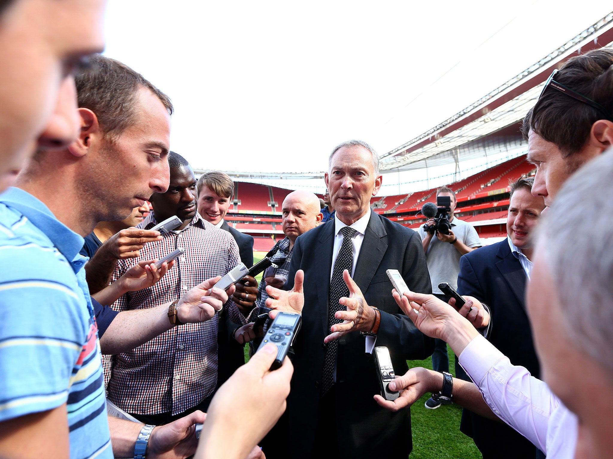 Premier League chief executive Richard Scudamore, who is under pressure to resign over emails leaked by his former PA