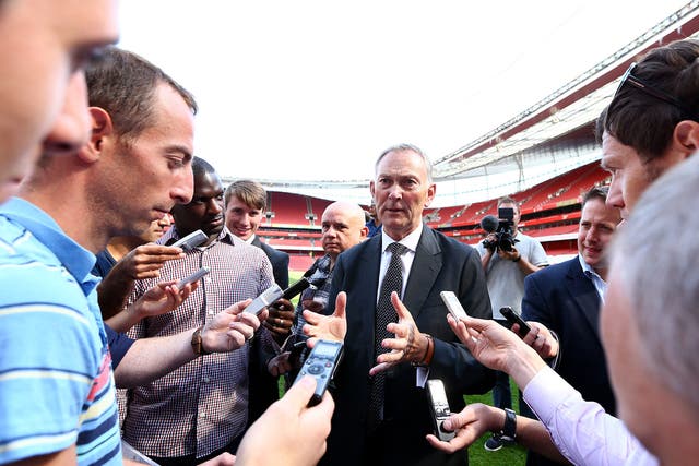 Premier League chief executive Richard Scudamore, who is under pressure to resign over emails leaked by his former PA