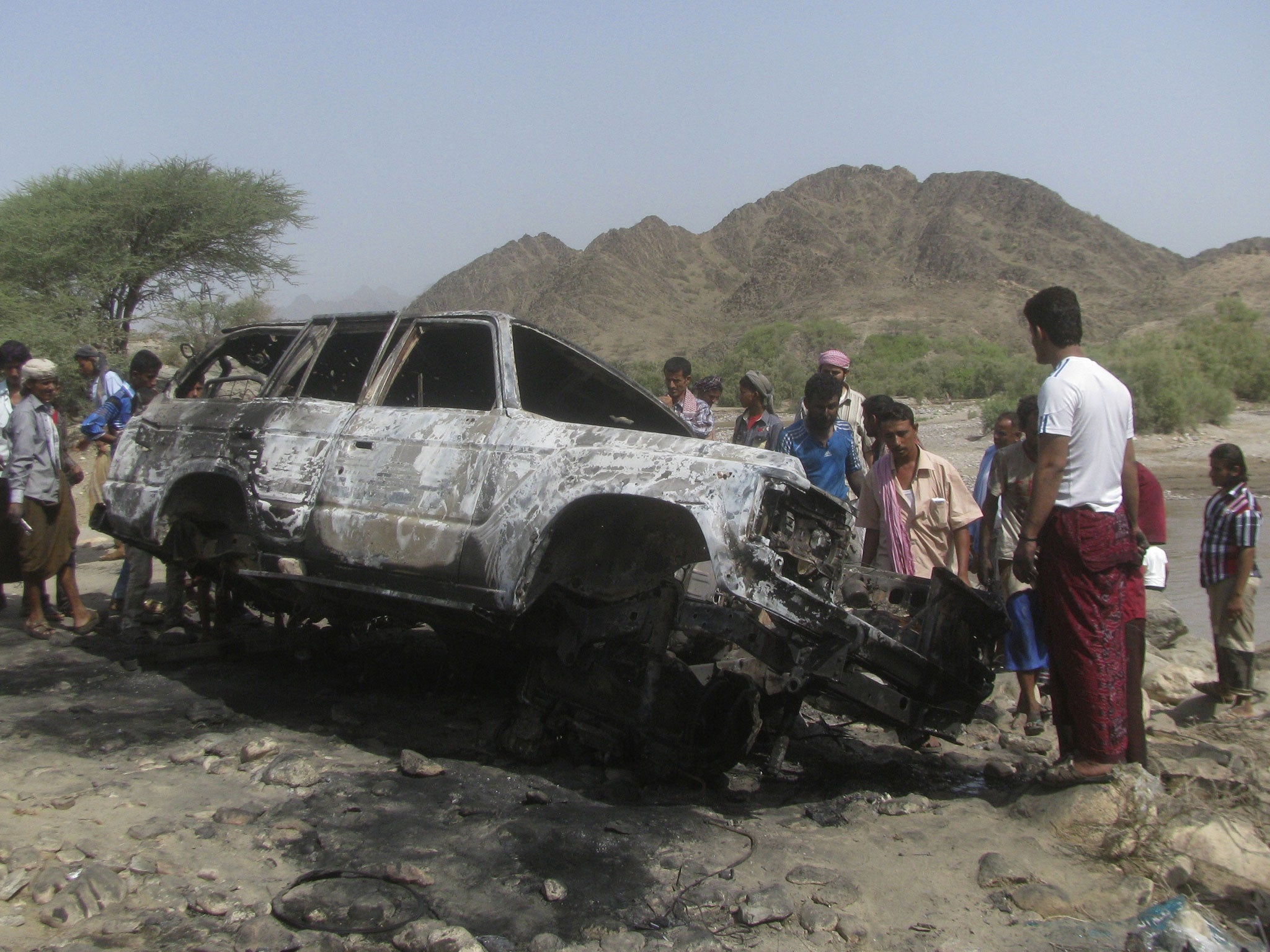 The aftermath of a drone strike in Yemen. The drones are run from Camp Lemonnier in Djibouti which has a fibre-optic link to RAF Croughton