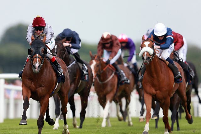 Leader of the pack: Frankie Dettori guides 11-8 favourite Olympic Glory to Lockinge Stakes triumph at Newbury