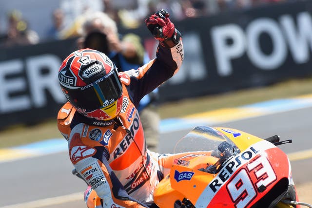 Marc Marquez of Spain and Repsol Honda Team celebrates the victory