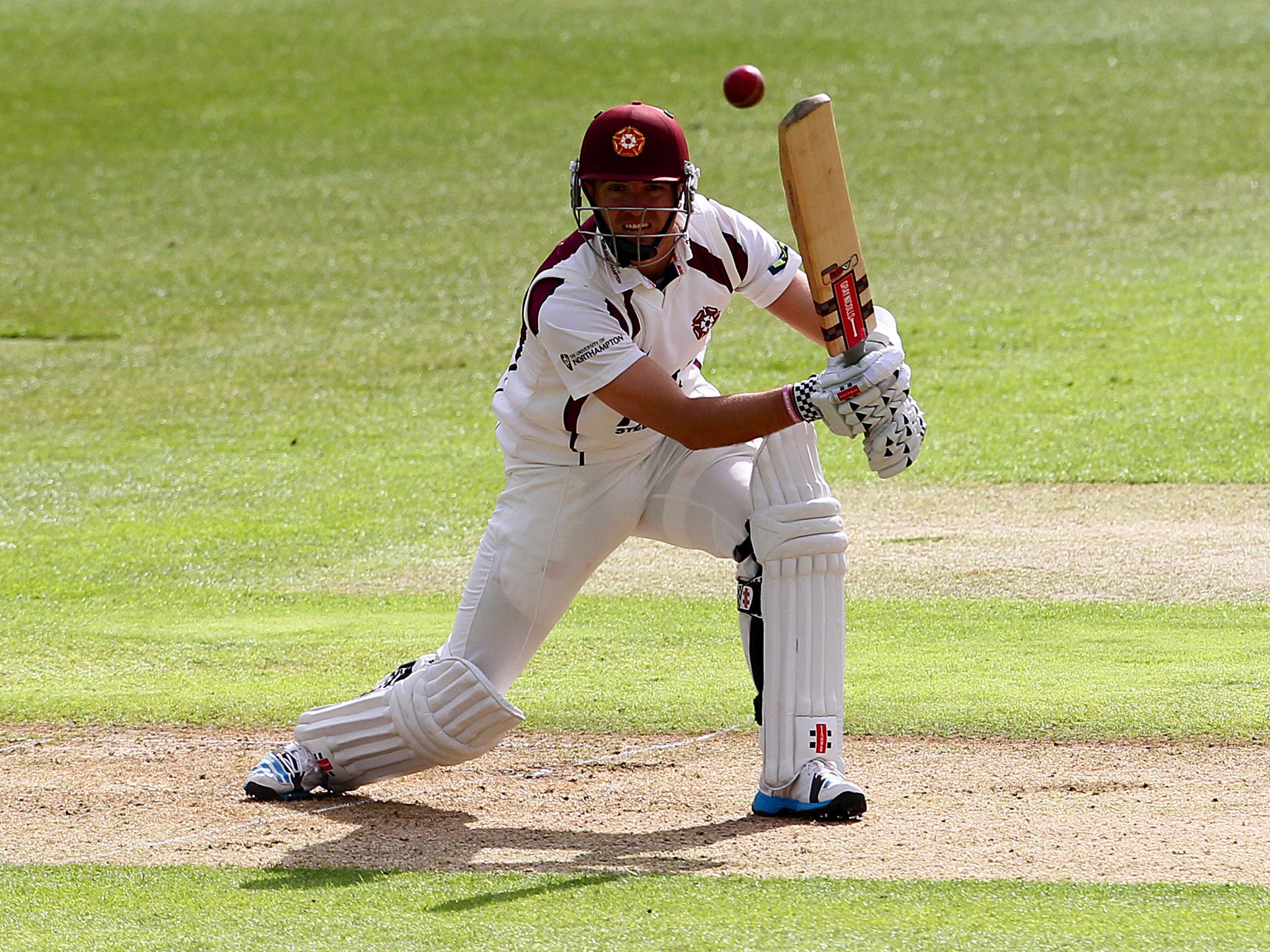 Stephen Peters on his way to a half-century for Northants