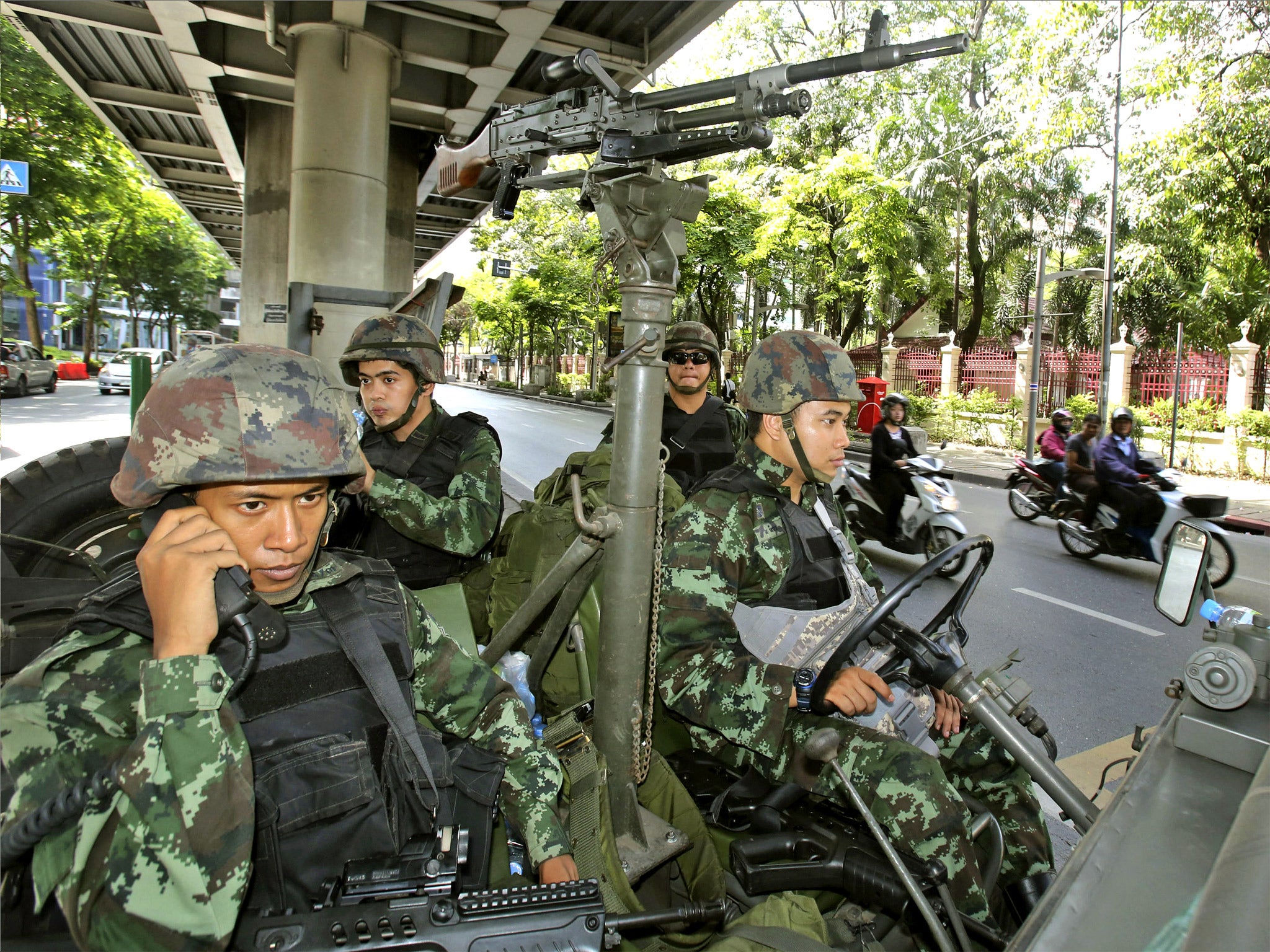 Outside police headquarters in Bangkok