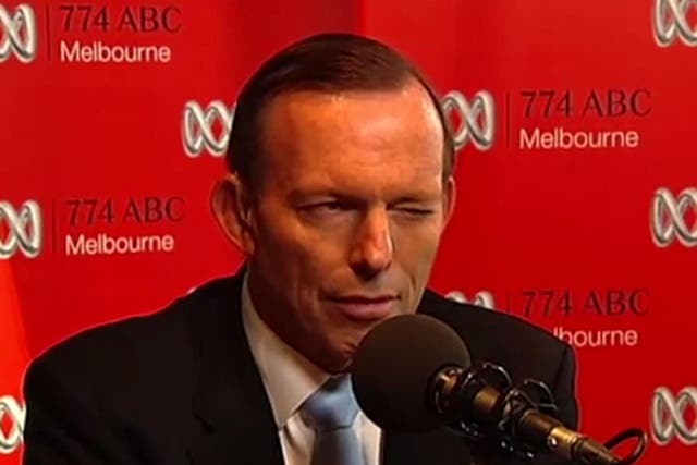 The moment Australian Prime Minister Tony Abbott winked during a serious radio phone-in