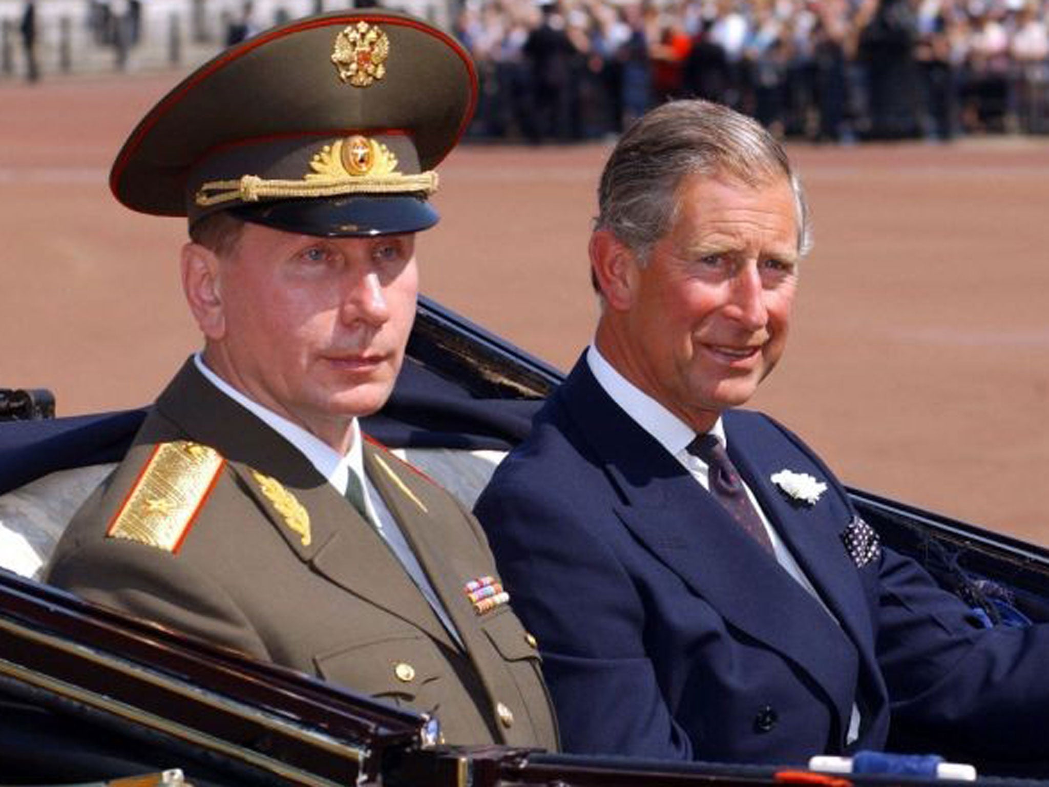 File photo dated 24/06/03 of the Prince of Wales (right) at Buckingham Palace in London with Russian President Vladimir Putin. The Prince of Wales has compared the actions of Russian leader Vladimir Putin to Nazi dictator Adolf Hitler, it has been claimed