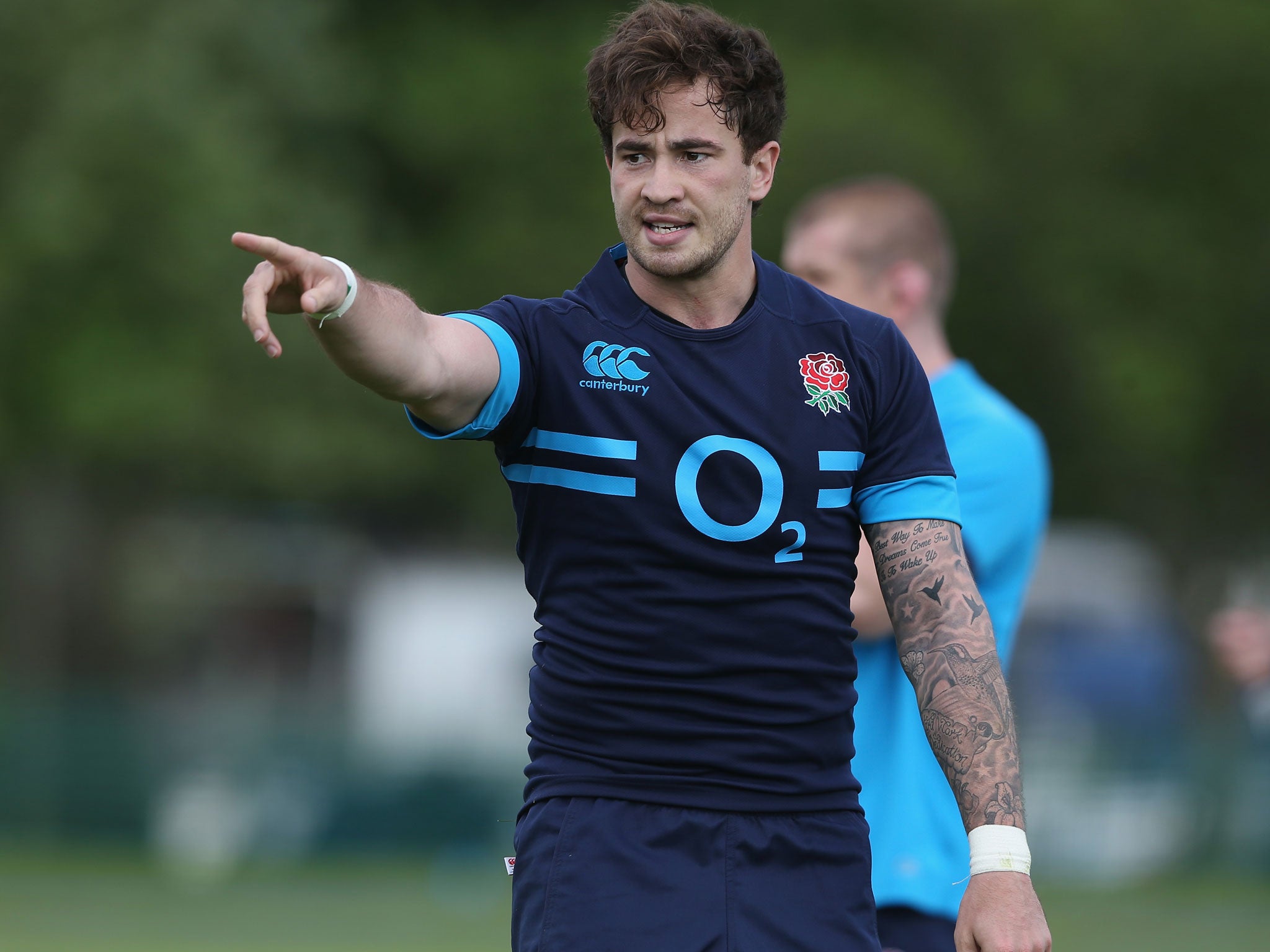 Danny Cipriani issues instructions during the England training session this week