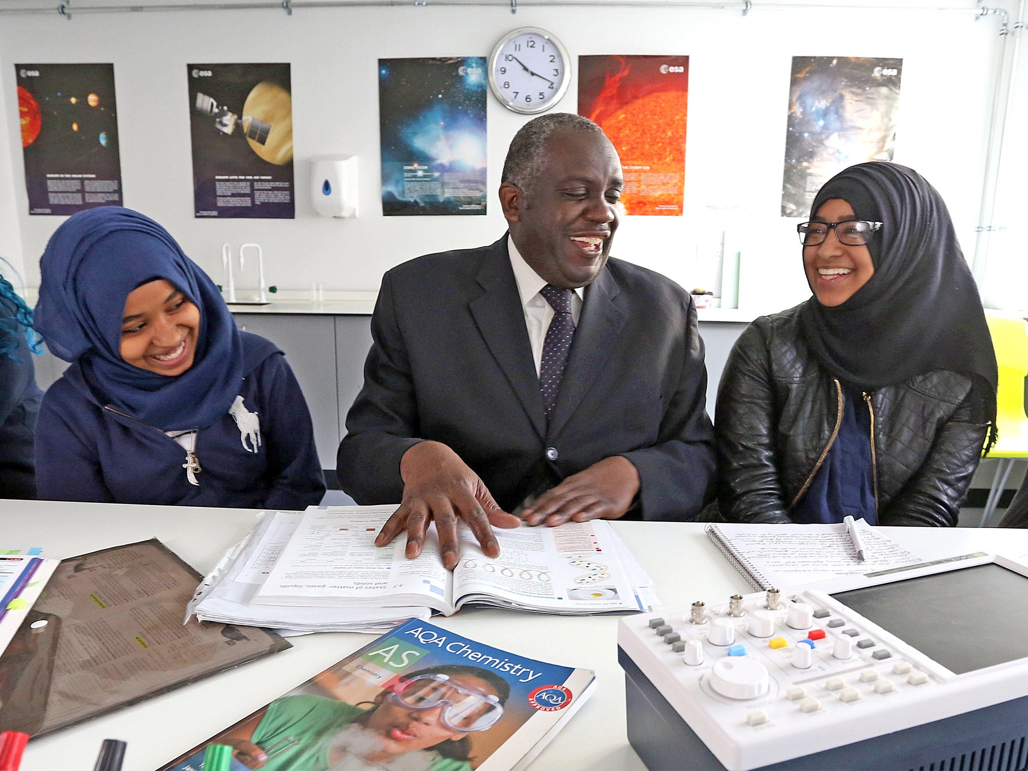 Class of 2014: Dr Tony Sewell with pupils from the Generating Genius scheme at the STEM 6 free school in London