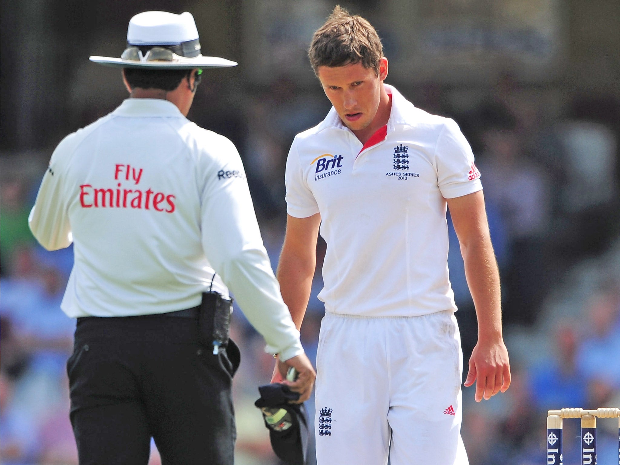 Simon Kerrigan looks distraught after being mauled by Shane Watson at The Kia Oval last summer