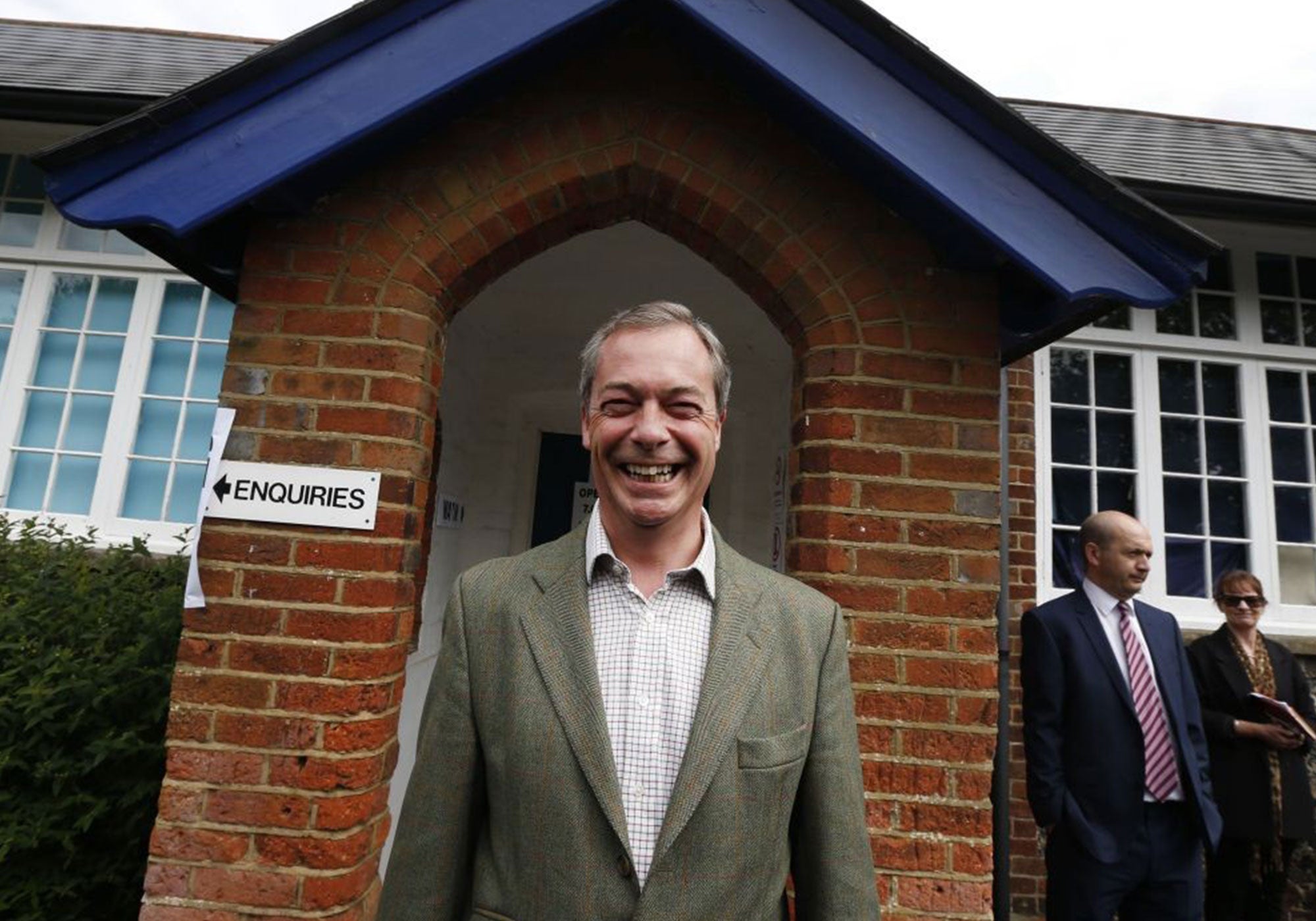 Nigel Farage before voting in the European elections in Cudham, Kent