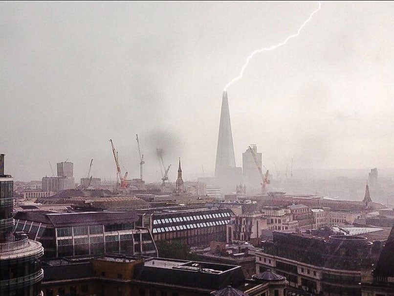 Lightning hitting the Shard on 22 May 2014. Picture: Michael Hoskinson @aiaworldwide