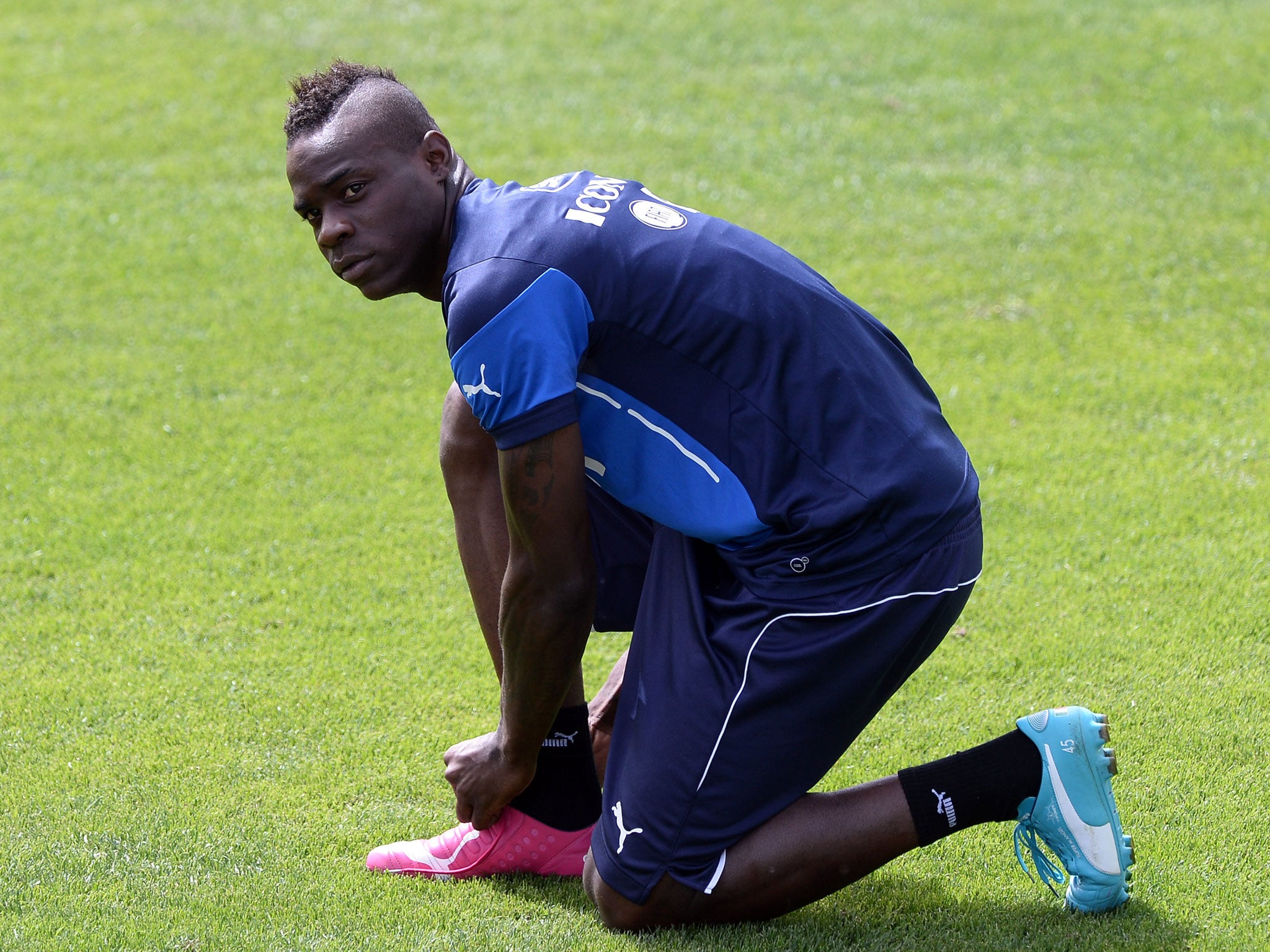 Mario Balotelli of Italy during an Italy training session at Coverciano last week