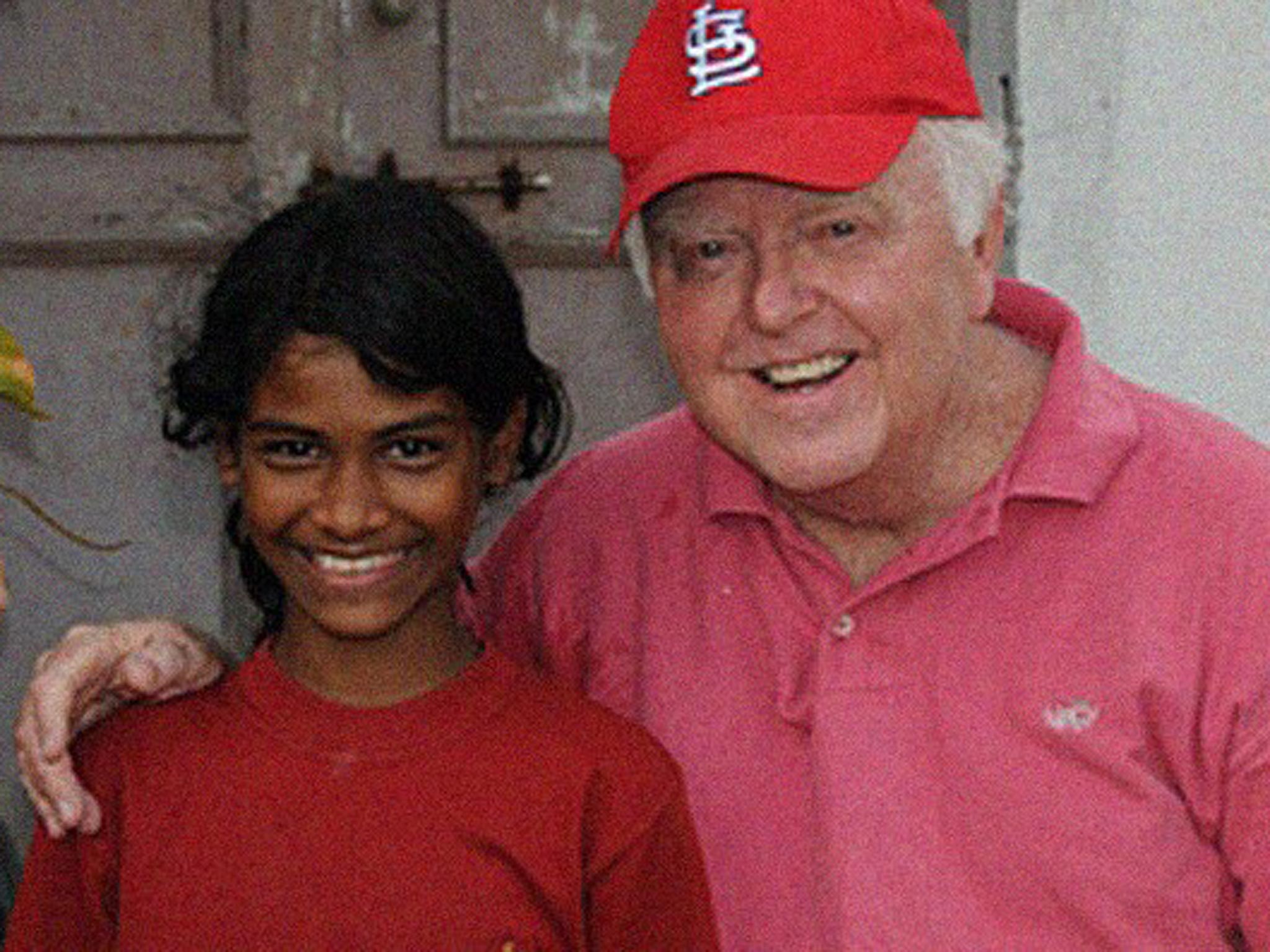Banana drama: William Sheffield with one of the orphans in India who has benefited from his invention’s success