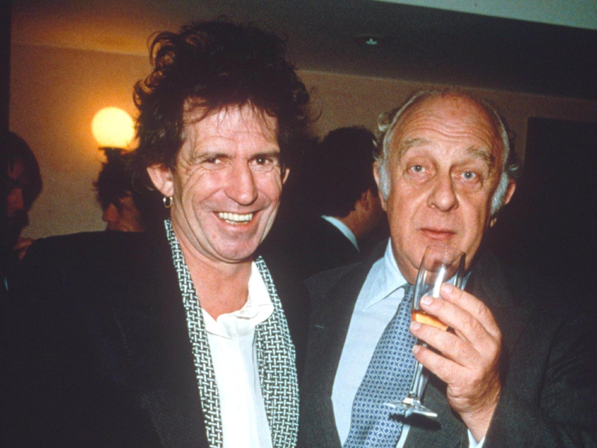 Loewenstein and Keith Richards at a party to celebrate a deal with Virgin in 1991