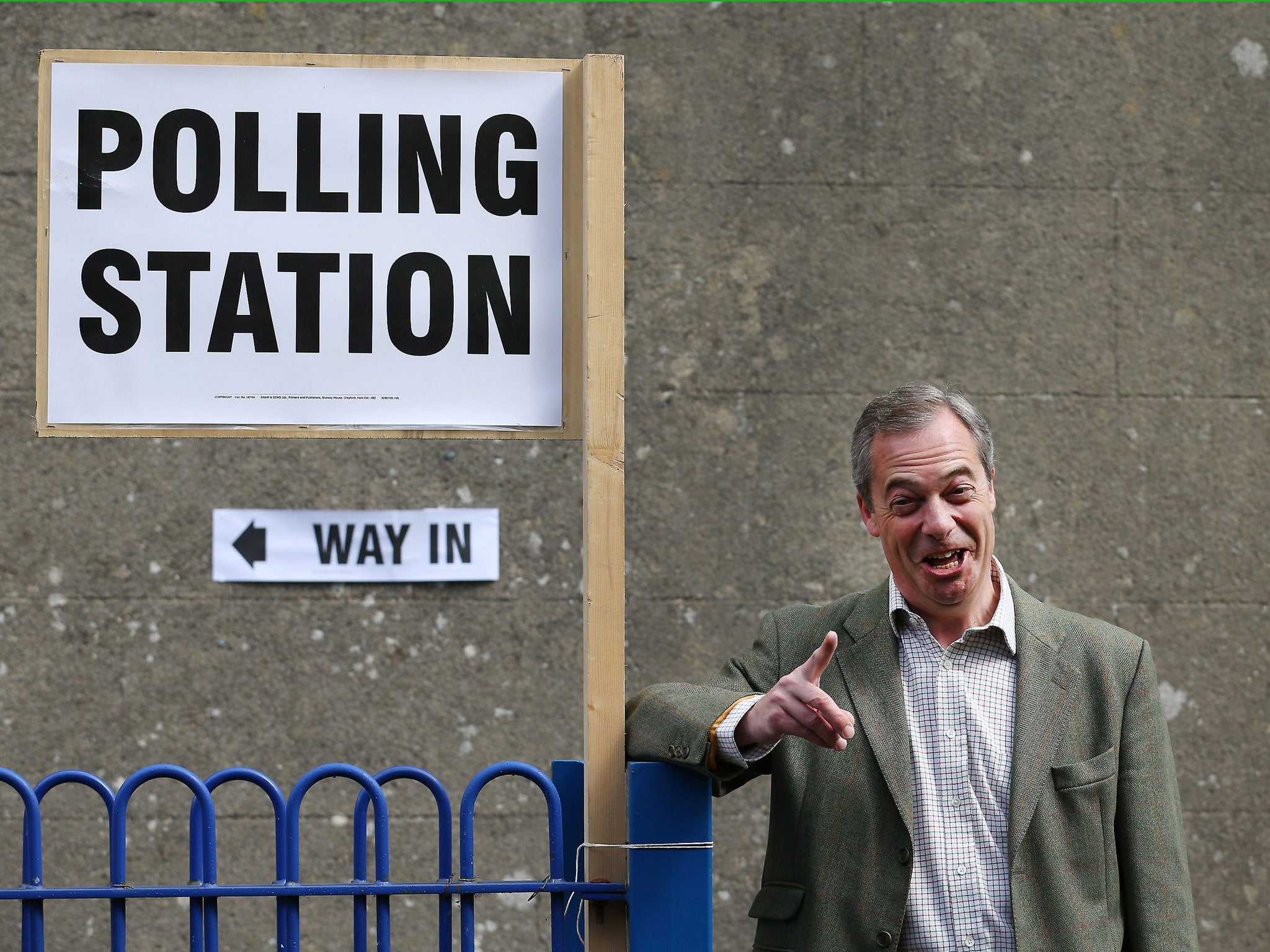Nigel Farage leaves a polling station near Biggin Hill