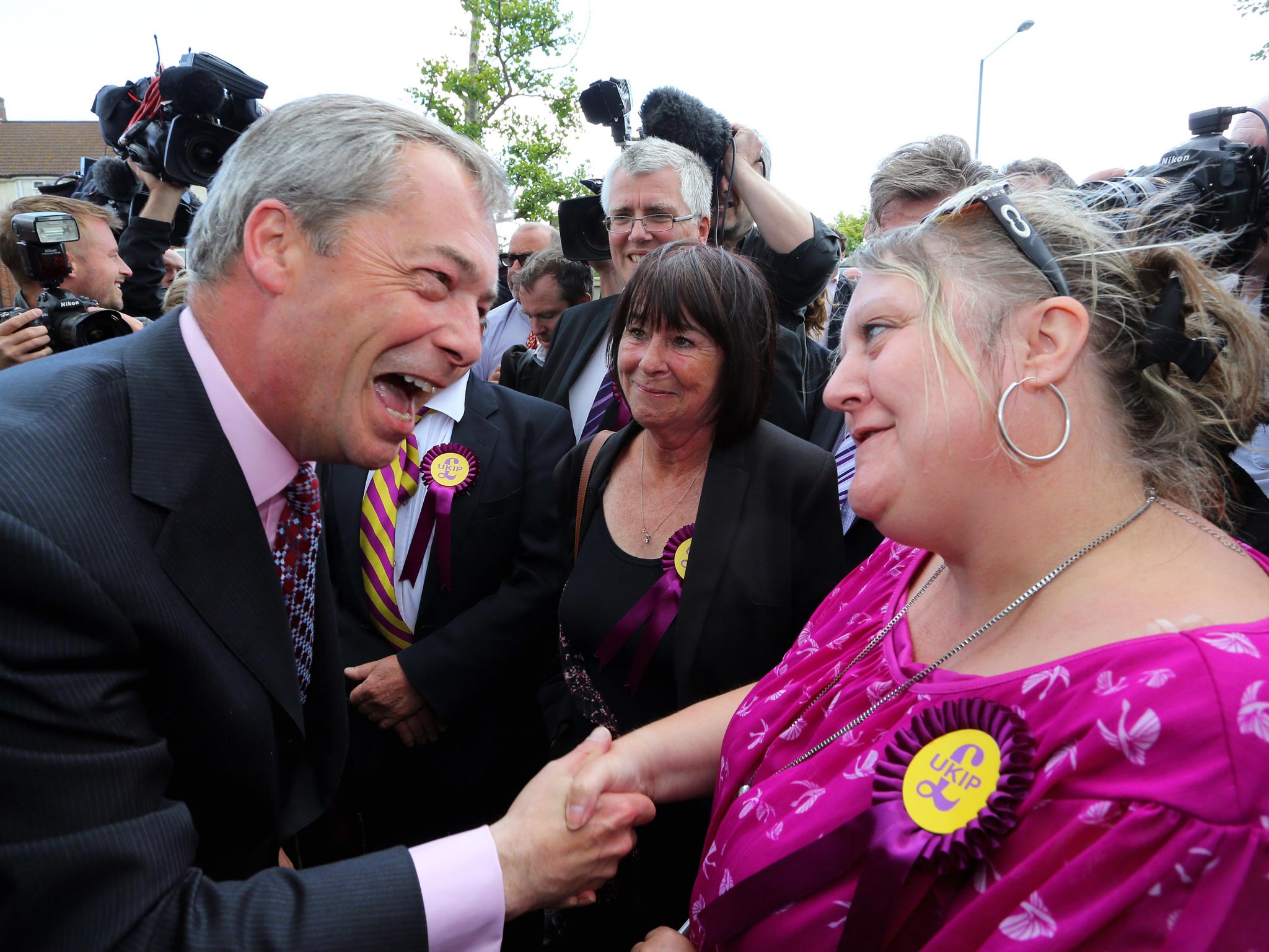 Nigel Farage in Essex yesterday; Ukip gained about 150 seats in the local elections