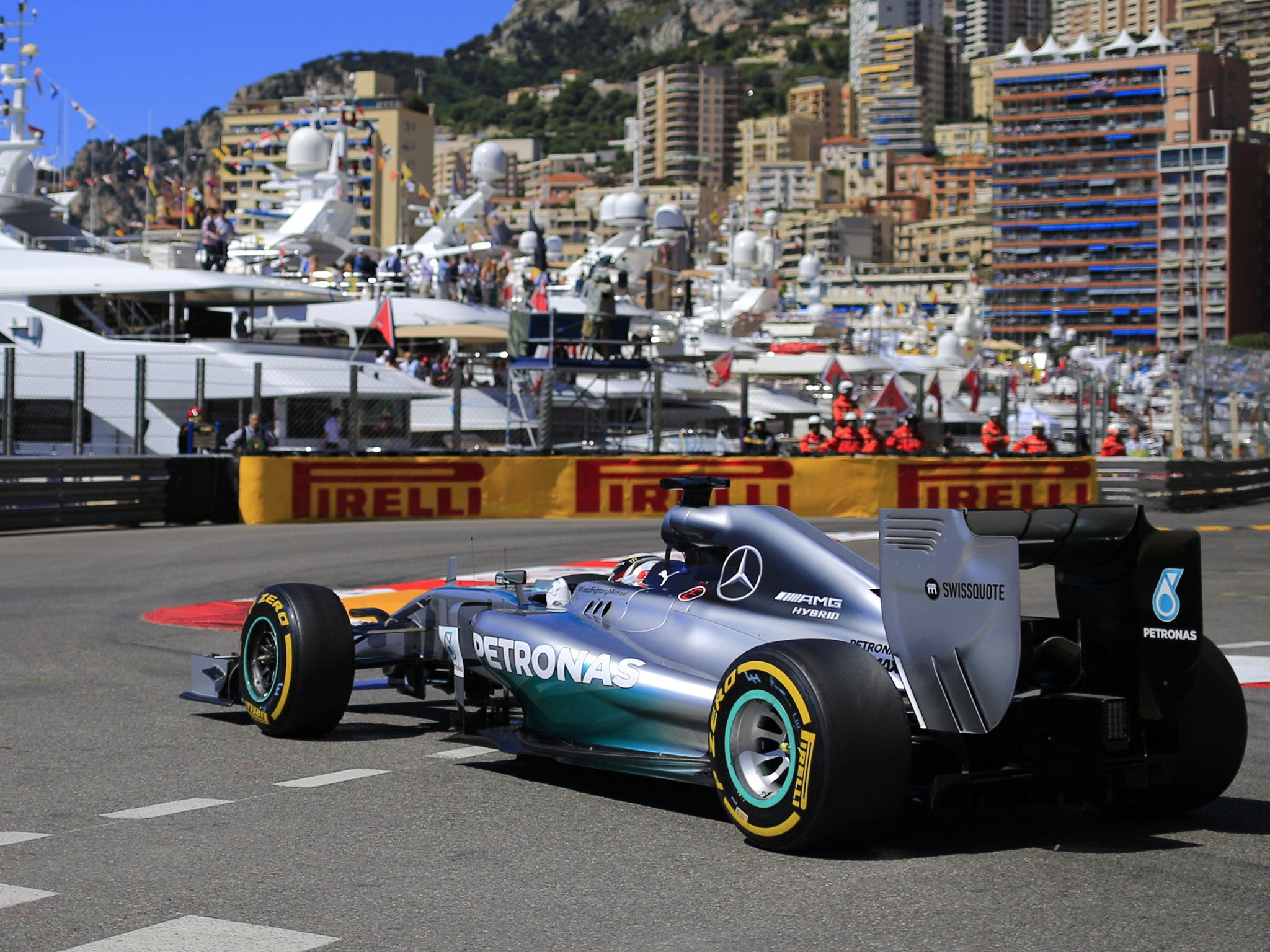 Lewis Hamilton drives during practice for the Monaco Grand Prix