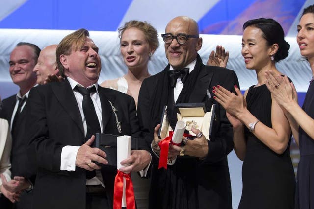 Timothy Spall with the other winners at the awards ceremony