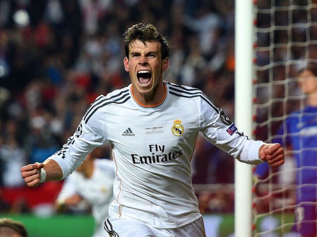 Gareth Bale celebrates after scoring the vital goal for Real Madrid