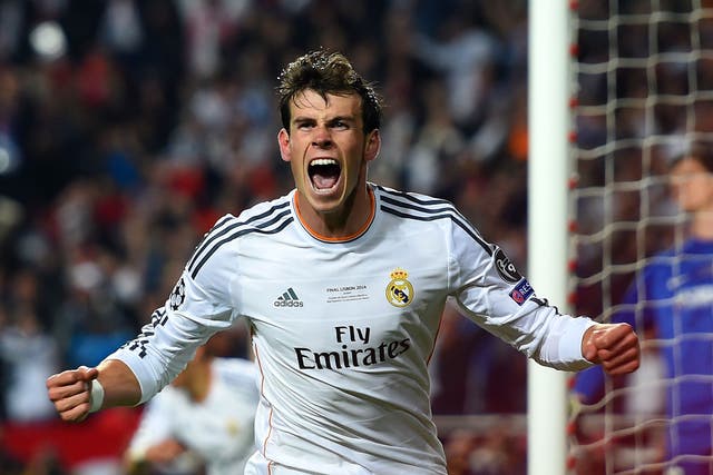 Gareth Bale celebrates after scoring the vital goal for Real Madrid