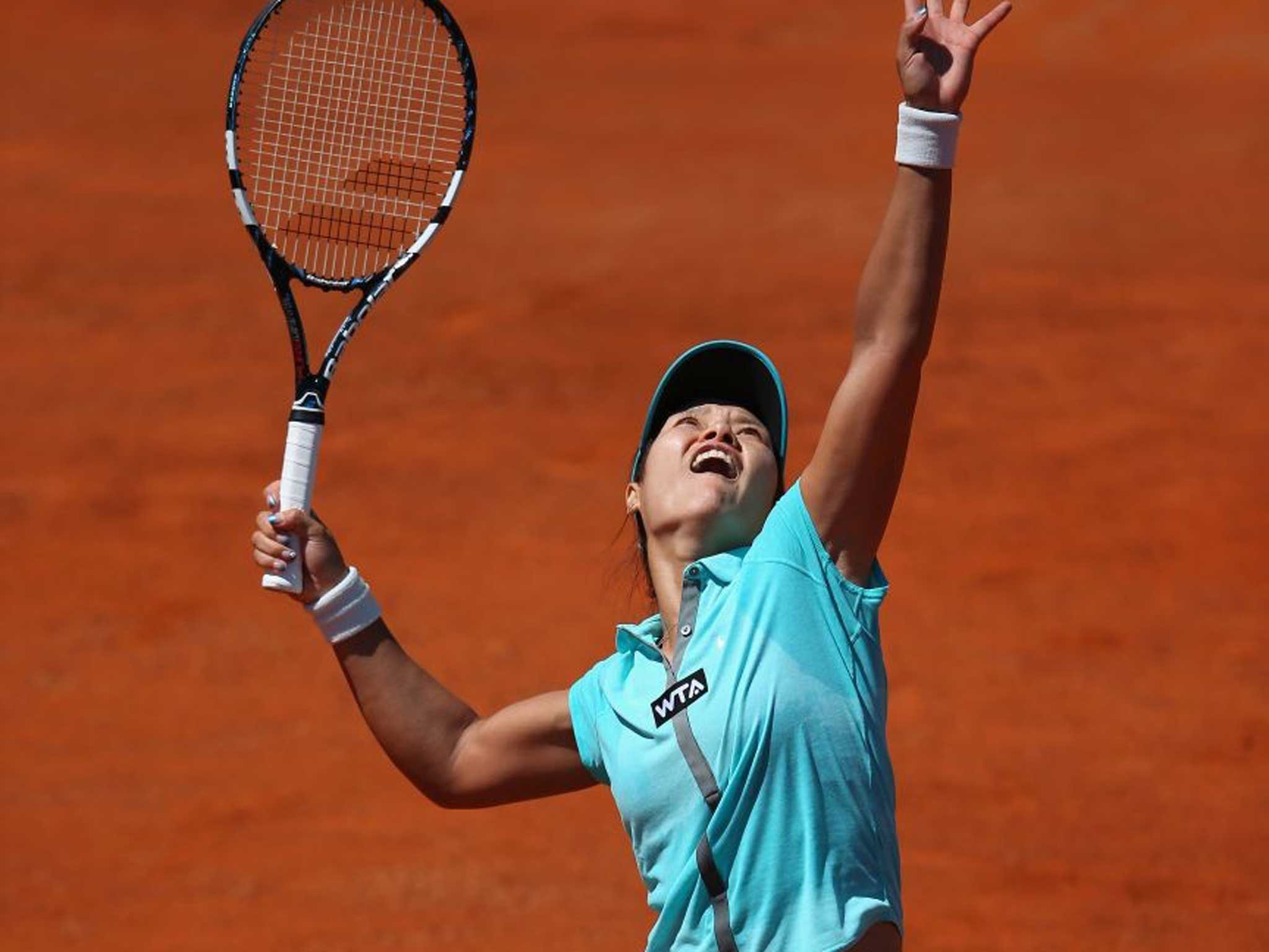 Hit maker: Li Na serves during the Rome Masters earlier this month. She reached the quarter-final at the Italian event