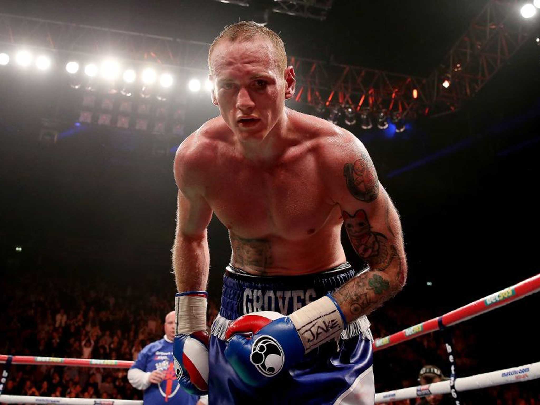 Second round: George Groves bows to the crowd after his defeat to Carl Froch in November. This time many believe the younger man will gain his revenge