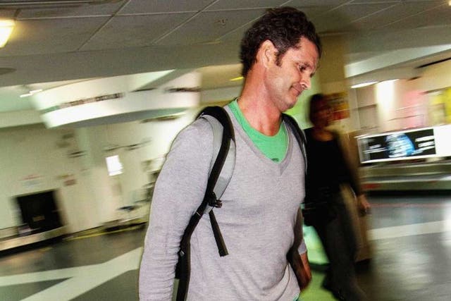 Former New Zealand cricketer Chris Cairns arrives at Auckland Airport 